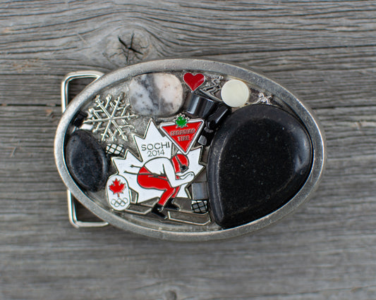 Skier theme Oval Belt Buckle - Lisa Young Design