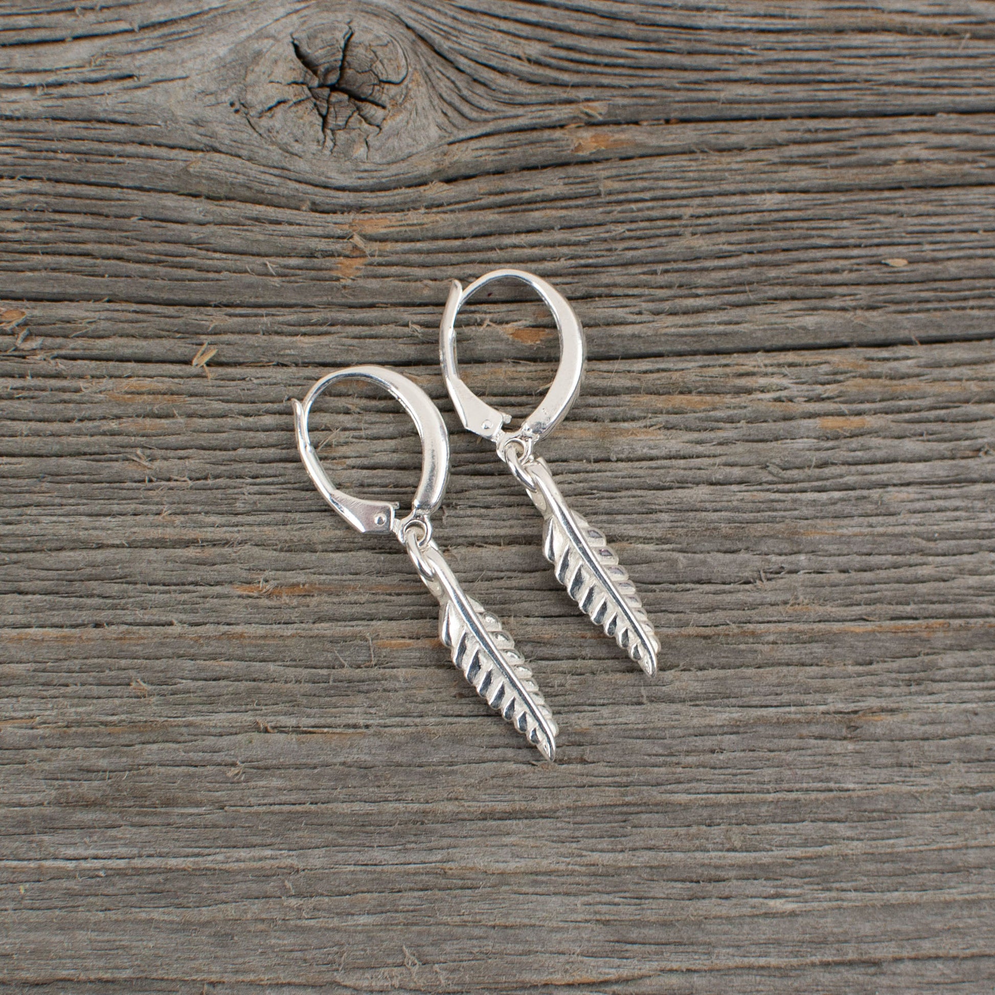 Feather charm silver earrings - Lisa Young Design