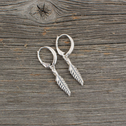 Feather charm silver earrings - Lisa Young Design