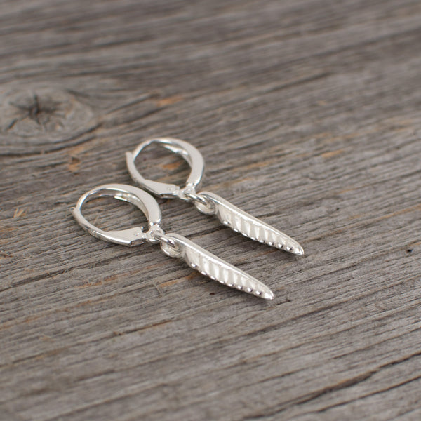 Feather charm silver earrings - Lisa Young Design