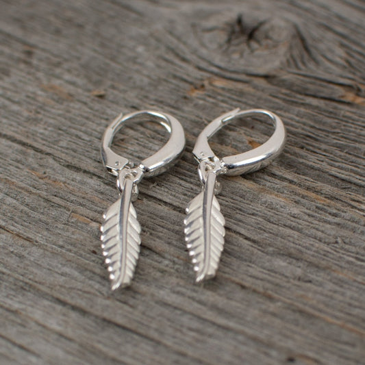 Feather charm silver earrings - Lisa Young Design