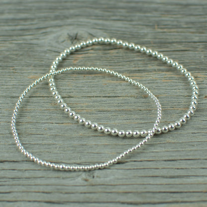 Sterling Silver Bead Bracelet 3mm