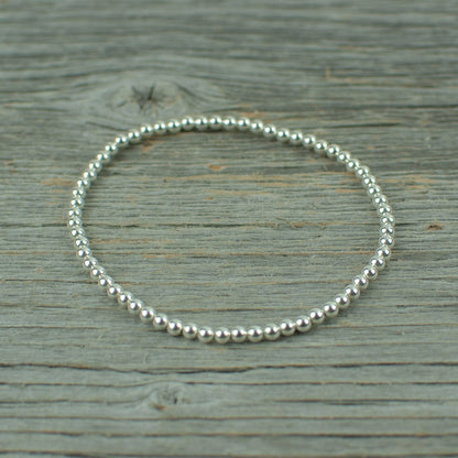Sterling Silver Bead Bracelet 3mm