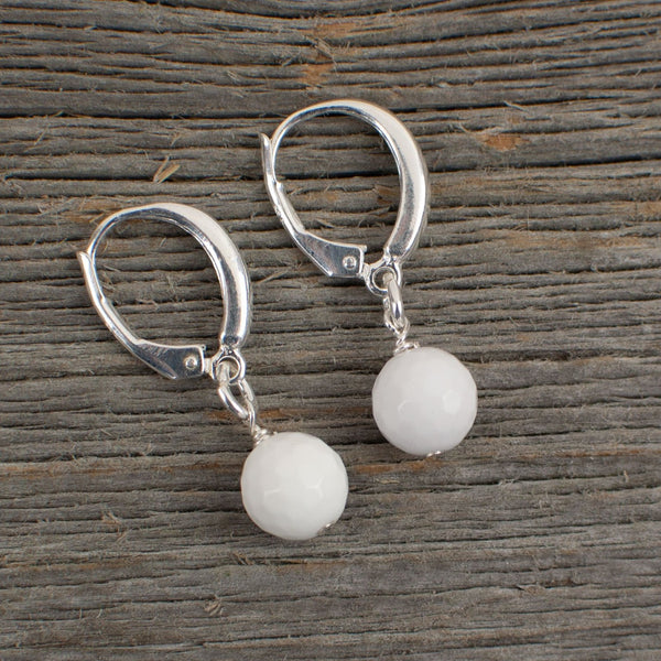 White Agate Golf ball Earrings - Lisa Young Design