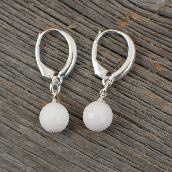 White Agate Golf ball Earrings - Lisa Young Design