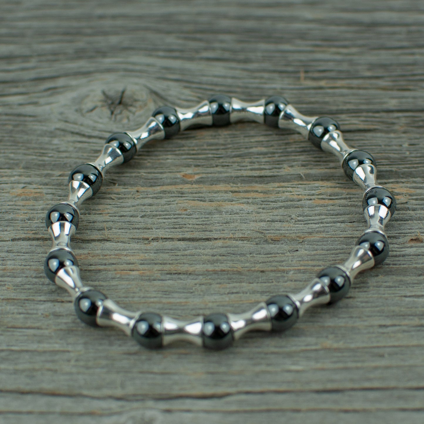 Hematite and Sterling bead Bracelet