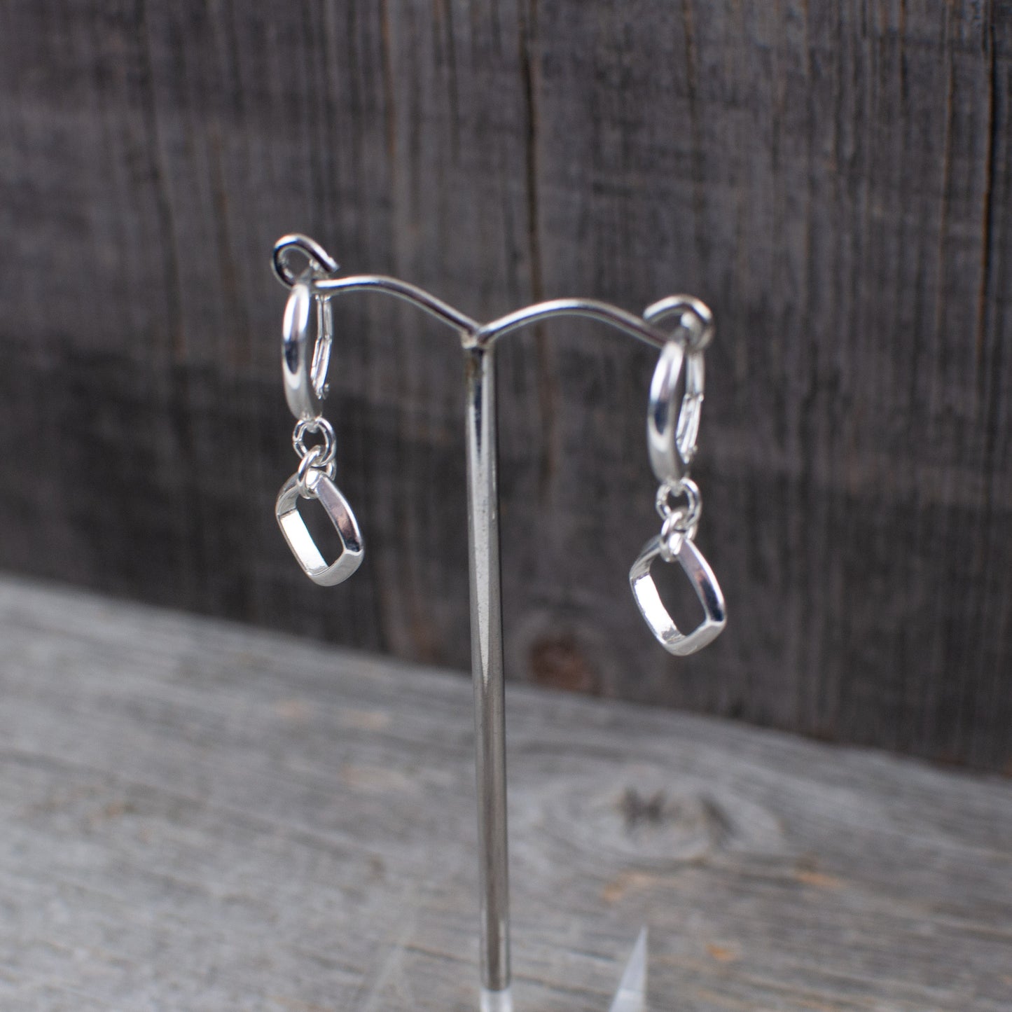 Square dangle sterling silver earrings - Lisa Young Design
