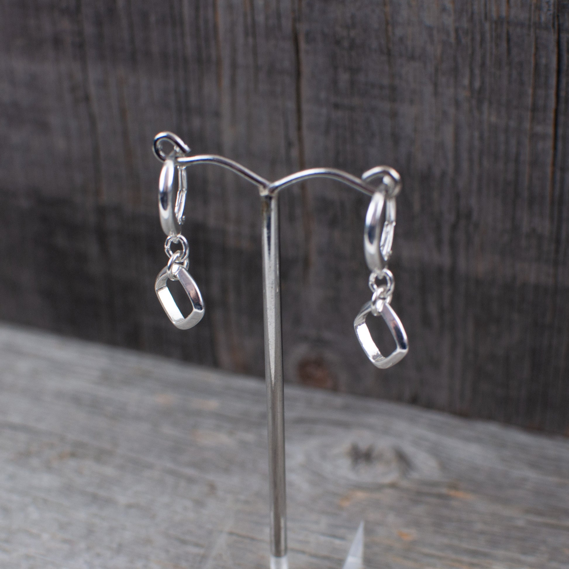 Square dangle sterling silver earrings - Lisa Young Design