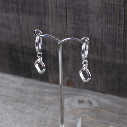 Square dangle sterling silver earrings - Lisa Young Design
