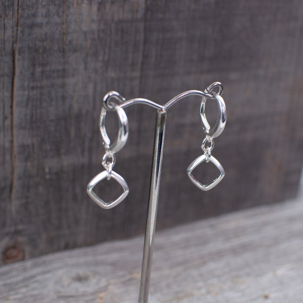 Square dangle sterling silver earrings - Lisa Young Design