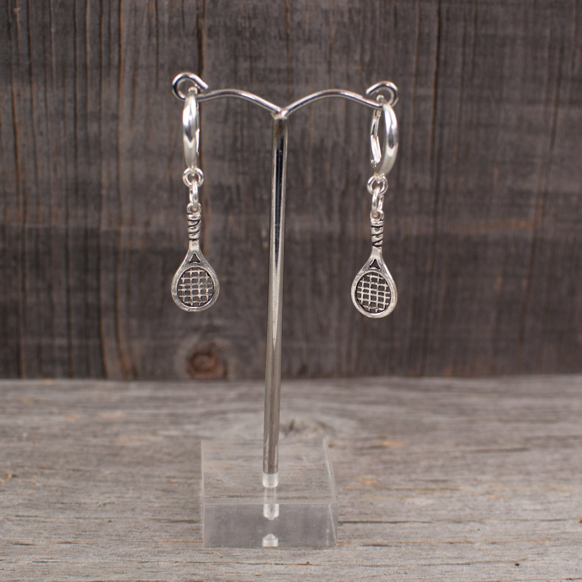 Tennis racquet charm  Silver earrings - Lisa Young Design