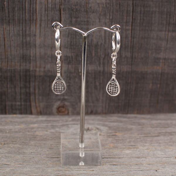 Tennis racquet charm  Silver earrings - Lisa Young Design