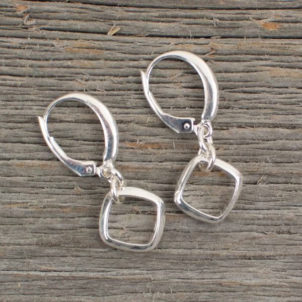 Square dangle sterling silver earrings - Lisa Young Design