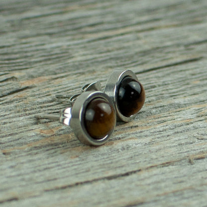 Tiger eyes 6mm stainless steel studs - Lisa Young Design
