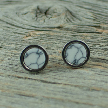 White Turquoise 6mm stainless steel studs