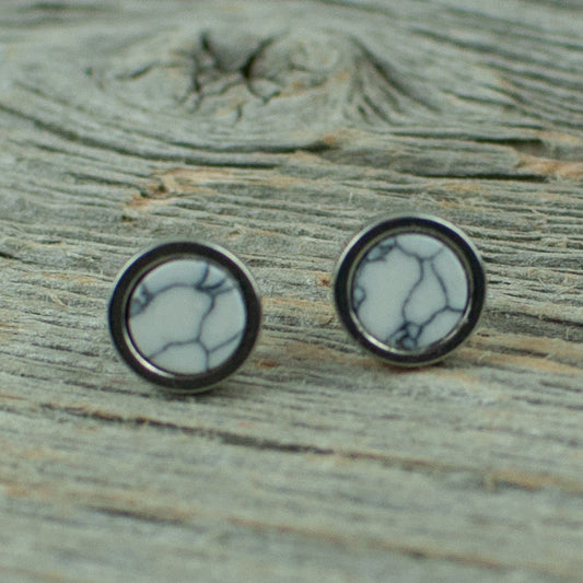 White Turquoise 6mm stainless steel studs