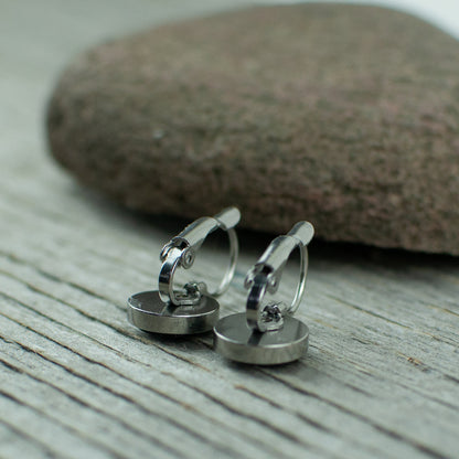 Black 10mm stainless steel French hook earrings