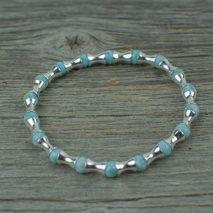 Larimar and Sterling silver Bead Bracelet