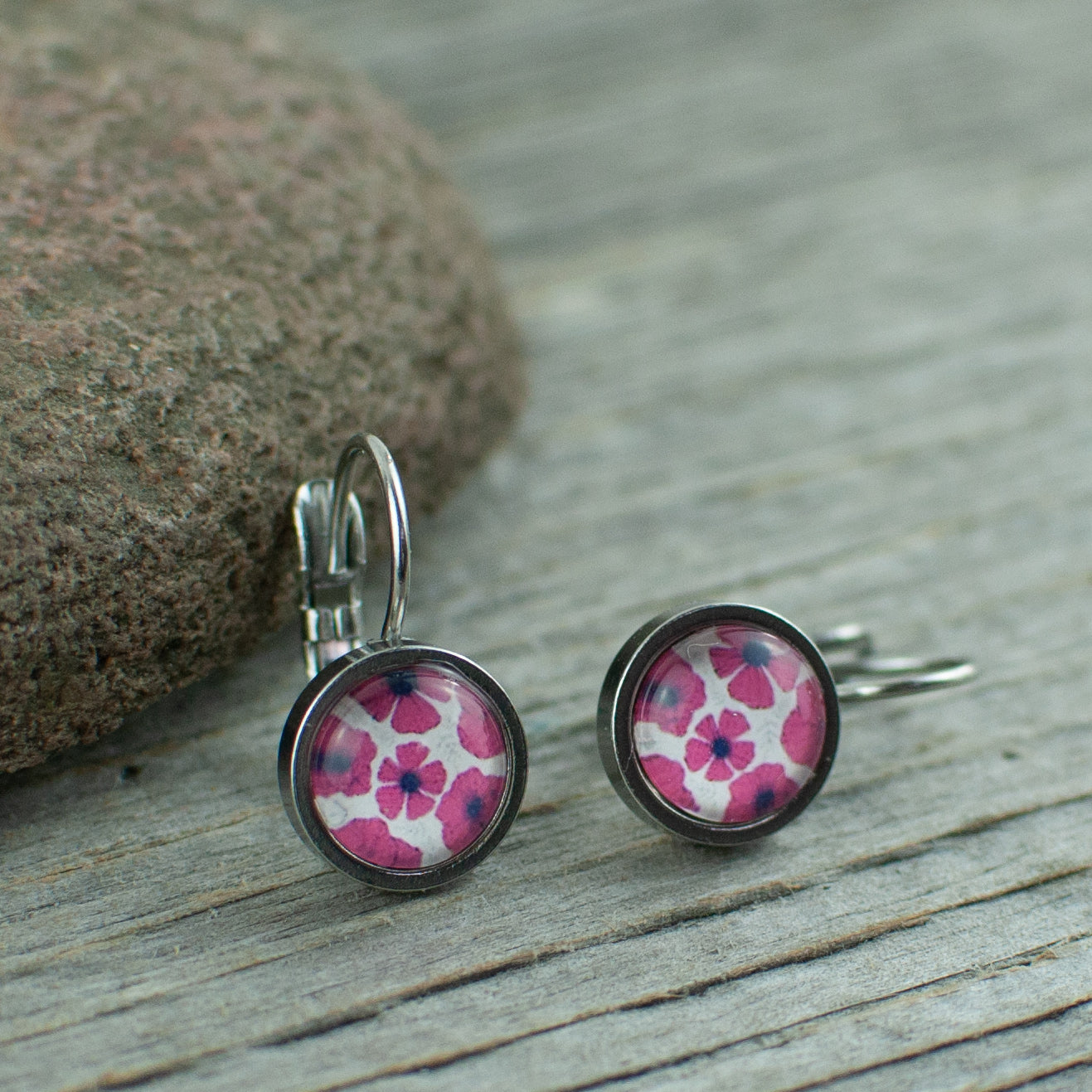Poppy 8mm stainless steel French hook earrings - Lisa Young Design