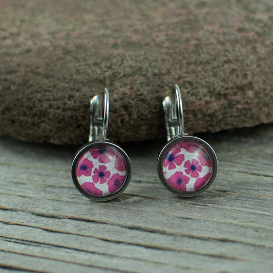 Poppy 8mm stainless steel French hook earrings
