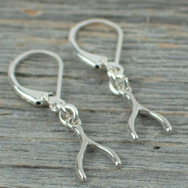 Mini wishbone sterling silver earrings