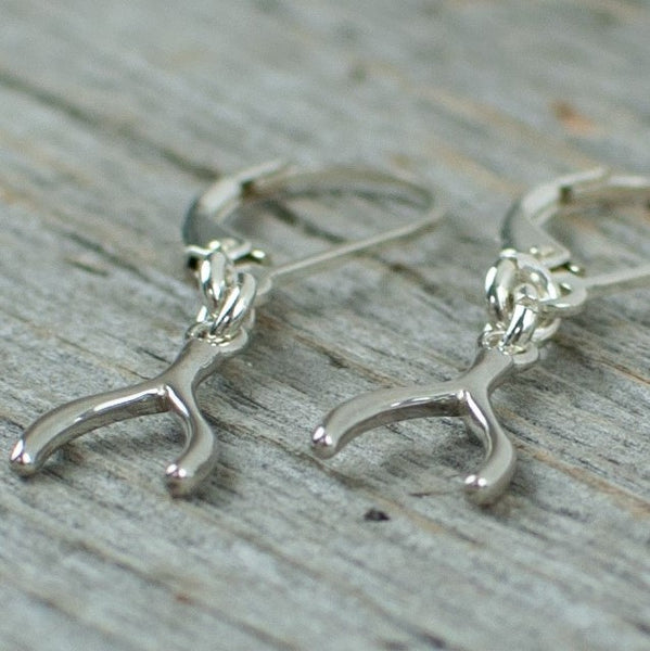 Mini wishbone sterling silver earrings