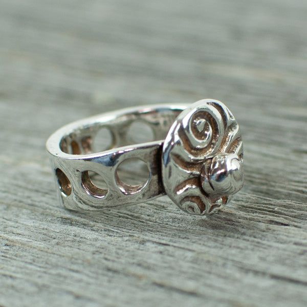 Swirl Ring with Silver Nugget and Hole band