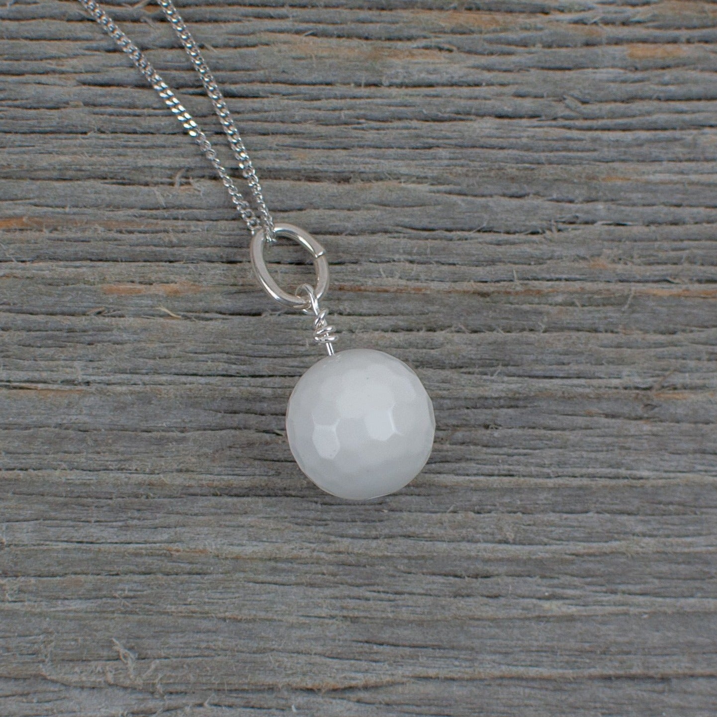 White Agate Golf ball  necklace - Lisa Young Design