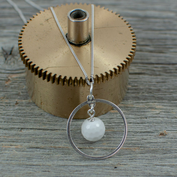 White Agate Golf ball Hole in one necklace - Lisa Young Design