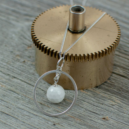 White Agate Golf ball Hole in one necklace - Lisa Young Design