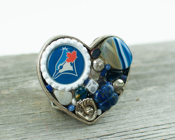 Toronto Blue Jays theme heart shaped Belt Buckle - Lisa Young Design