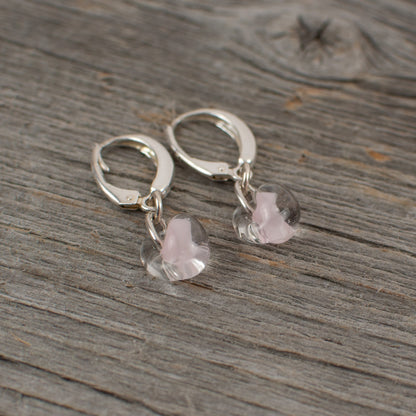 Pale pink borosilicate glass teardrop and silver earrings - Lisa Young Design