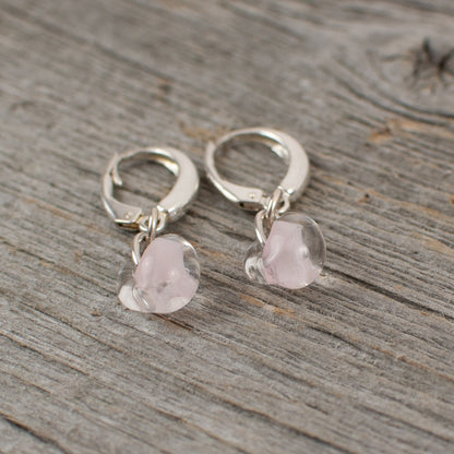 Pale pink borosilicate glass teardrop and silver earrings - Lisa Young Design