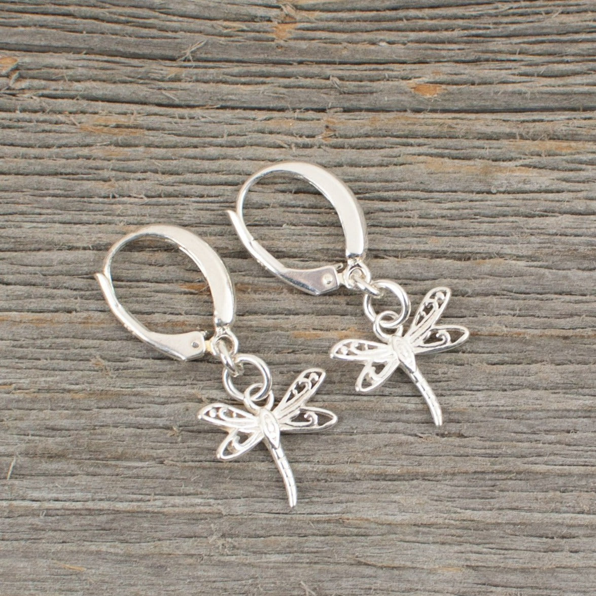 Dragonfly charm  Silver earrings - Lisa Young Design