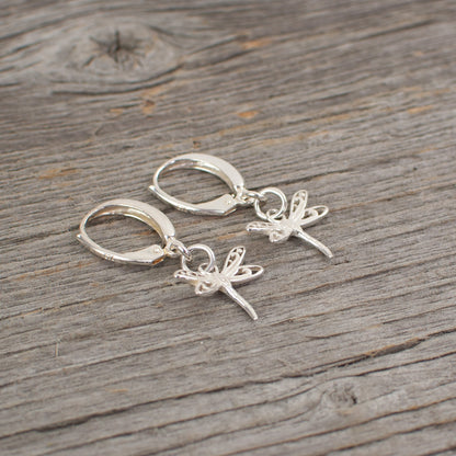 Dragonfly charm  Silver earrings - Lisa Young Design