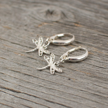 Dragonfly charm  Silver earrings - Lisa Young Design