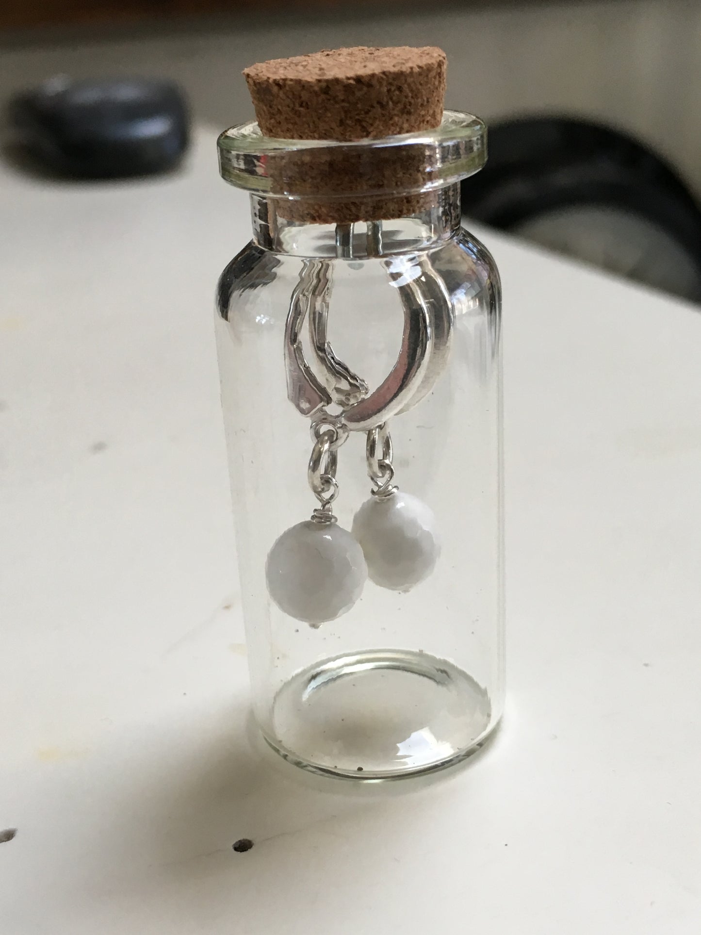 White Agate Golf ball Earrings - Lisa Young Design