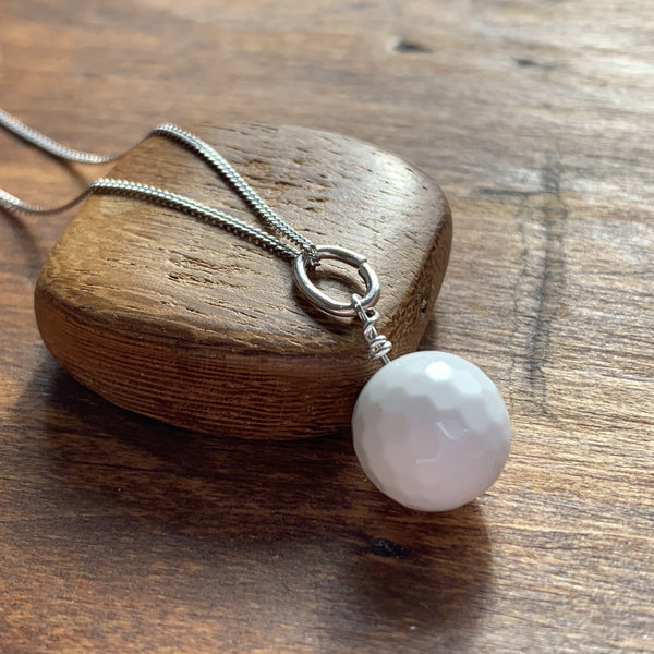 White Agate Golf ball  necklace - Lisa Young Design