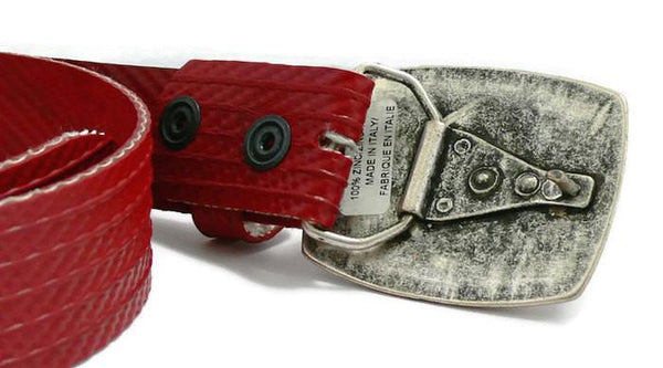 Fireman Theme Belt buckle on recycled fire hose strap - Lisa Young Design