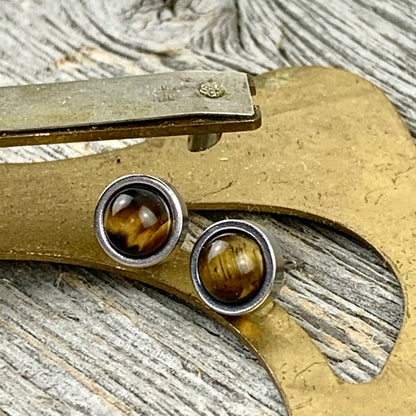 Tiger eyes 6mm stainless steel studs - Lisa Young Design