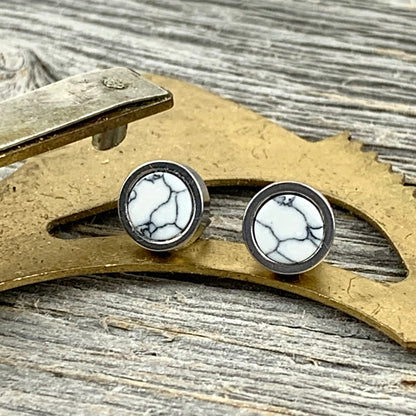 White Turquoise 6mm stainless steel studs